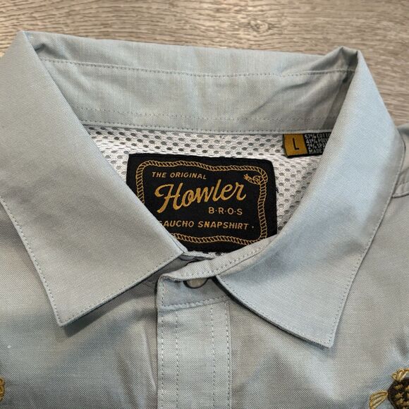 Howler Bros Gaucho Pearl Snap Shirt Mens Large Western Cowboy Prickly Pears - Picture 2 of 6
